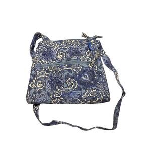 Waverly Inspirations Blue Floral Paisley‎ Quilted Crossbody Shoulder Bag